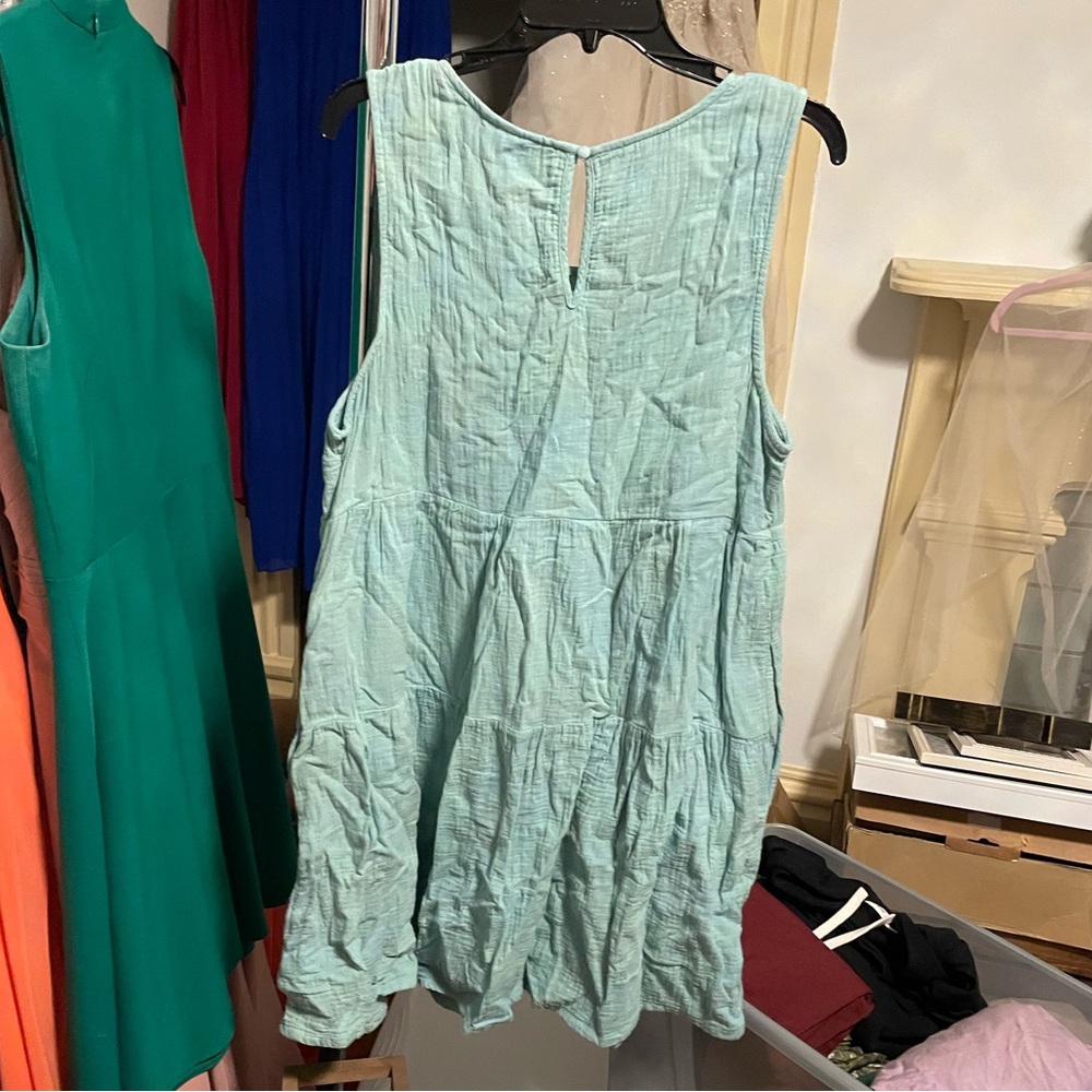 Aqua Sleeveless Tiered Dress - Picture 3 of 3